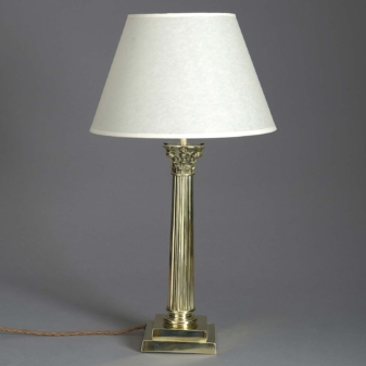 Antique brass column lamp
