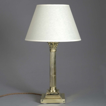 Antique brass column lamp