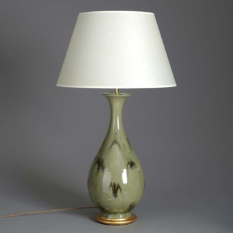 Vintage studio pottery vase lamp