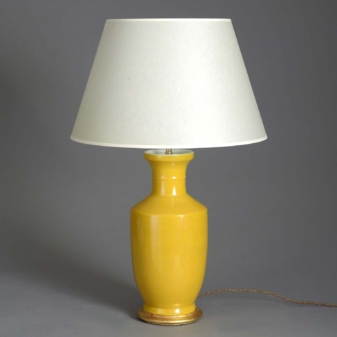Antique yellow glazed vase lamp