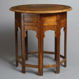 Antique inlaid hardwood occasional table