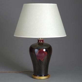 Antique sang de boeuf vase lamp