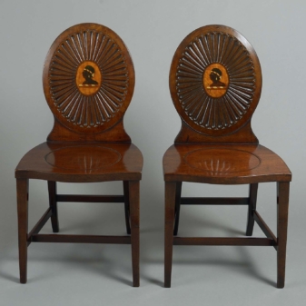 Pair of antique hall chairs attributed to john linnell