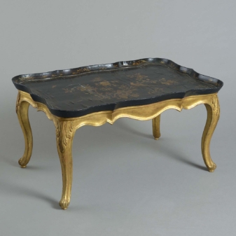 Antique black lacquer low table