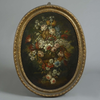 18th century oval still life oil