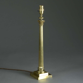 Antique brass corinthian column lamp