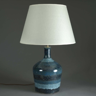 Mid-century blue glazed lamp