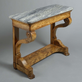 Fine pair of early 19th century charles x period mahogany console tables