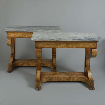 Pair of Antique Charles X Period Mahogany Console Tables