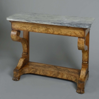 Fine pair of early 19th century charles x period mahogany console tables