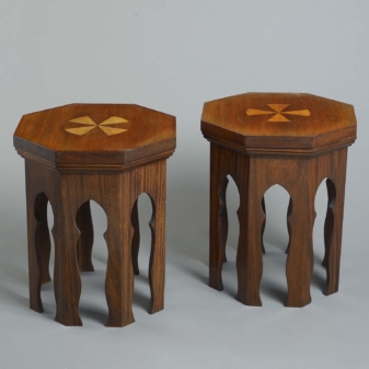 Pair of antique indian hardwood occasional tables
