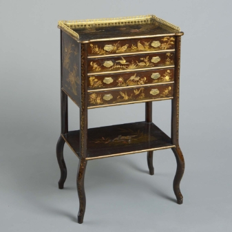 Antique lacquer bedside cabinet