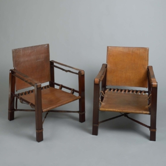 Pair of mid-century leather armchairs