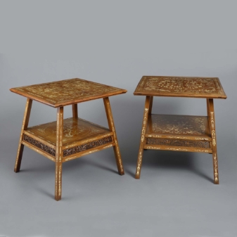 Pair of antique padauk end tables