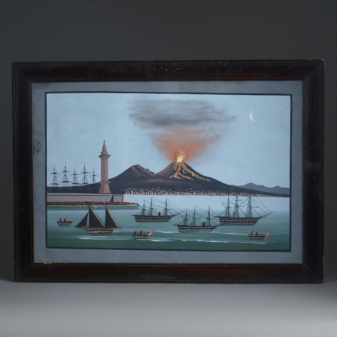 Pair of gouaches depicting vesuvius
