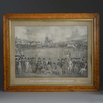 Antique sussex and kent cricket match print