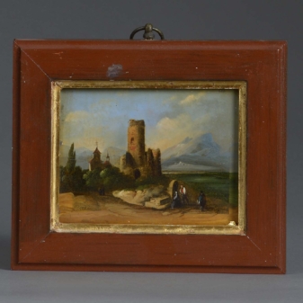 Pair of small antique landscape oils