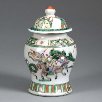 Antique famille verte vase and cover