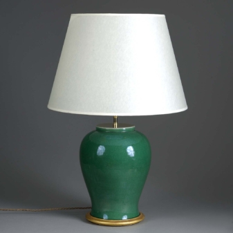 Green glazed porcelain jar lamp
